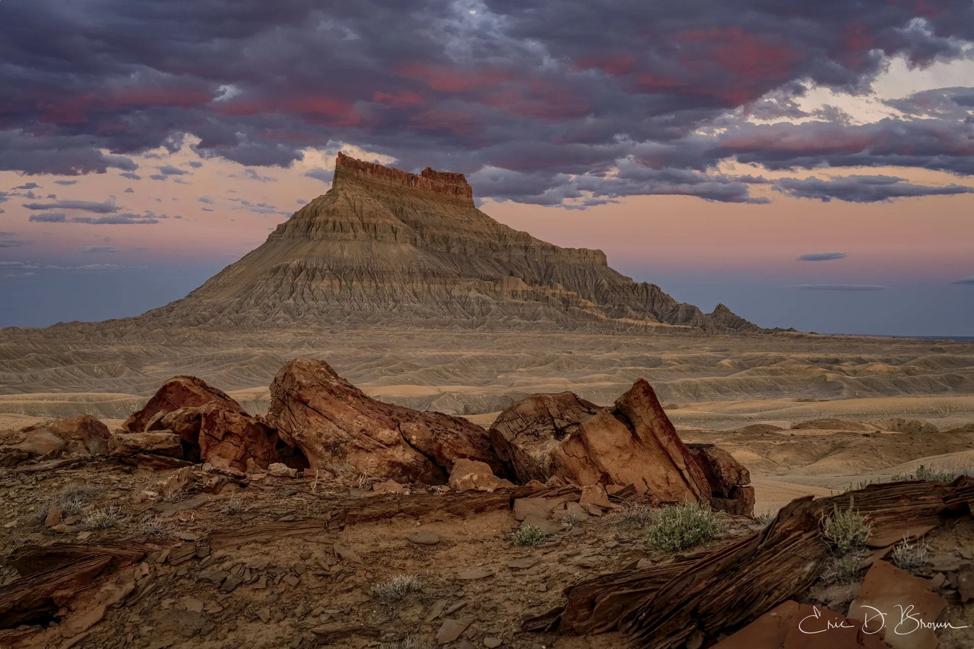 Desert Fortress: Sunset at Factory Butte